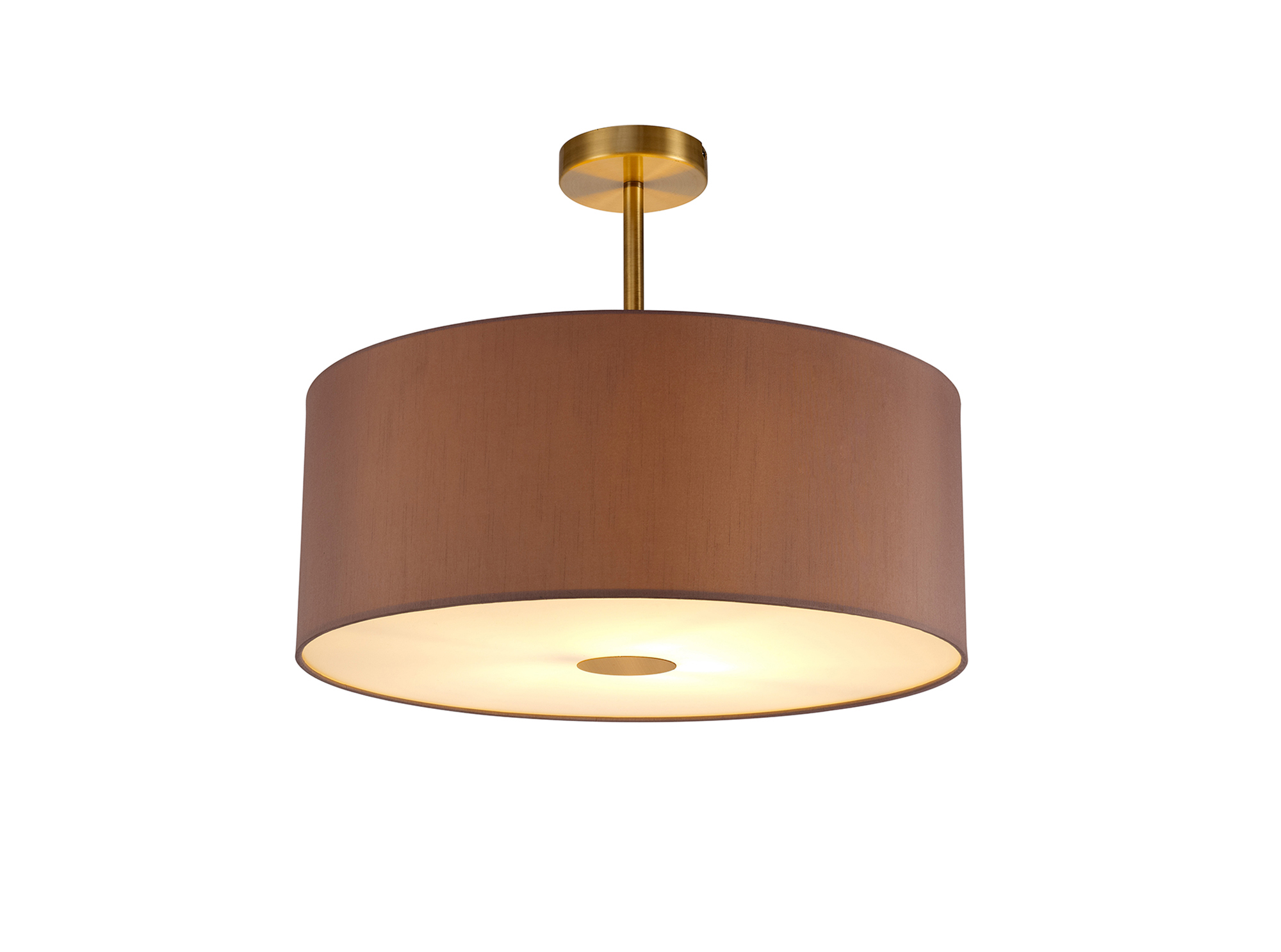 Baymont 50cm Semi Flush 1 Light Antique Brass, Taupe/Halo Gold, Frosted Diffuser
